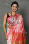 Tyohaar ~ Designer! Cotton Viscose Hand Dyed Saree With Sleek Border - White Red - verymuchindian.com