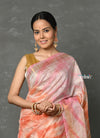 Tyohaar ~ Designer! Cotton Viscose Hand Dyed Saree With Sleek Golden Border - Peach Pink - verymuchindian.com