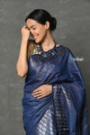 Tyohaar ~ Designer! Cotton Viscose Saree With Woven Design ~ Tranquil Blue - verymuchindian.com