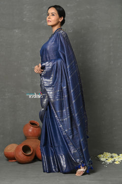 Tyohaar ~ Designer! Cotton Viscose Saree With Woven Design ~ Tranquil Blue - verymuchindian.com