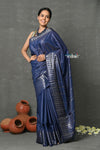 Tyohaar ~ Designer! Cotton Viscose Saree With Woven Design ~ Tranquil Blue - verymuchindian.com