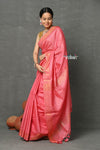 Tyohaar ~ Designer! Cotton Viscose Stripes Saree With Sleek Border - Peachy Hale - verymuchindian.com