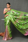 Tyohaar ~ Designer - Masterpiece Handloom All Over Zari Pure Silver Zari Silk Paithani Saree in Green - verymuchindian.com