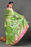 Tyohaar ~ Designer - Masterpiece Handloom All Over Zari Pure Silver Zari Silk Paithani Saree in Green - verymuchindian.com