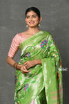 Tyohaar ~ Designer - Masterpiece Handloom All Over Zari Pure Silver Zari Silk Paithani Saree in Green - verymuchindian.com