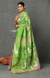 Tyohaar ~ Designer - Masterpiece Handloom All Over Zari Pure Silver Zari Silk Paithani Saree in Green - verymuchindian.com