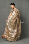 Tyohaar ~ Exclusive! Banarasi Handloom Crushed Pure Tissue Silk Saree ~ Copper ( Silk Mark Certified) - verymuchindian.com