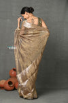Tyohaar ~ Exclusive! Banarasi Handloom Crushed Pure Tissue Silk Saree ~ Copper ( Silk Mark Certified) - verymuchindian.com