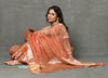 Tyohaar ~ Exclusive! Banarasi Handloom Crushed Pure Tissue Silk Saree ~ Golden Orange ( Silk Mark Certified) - verymuchindian.com