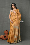 Tyohaar ~ Exclusive! Cotton By Silk Handloom Saree By Khadigram Certified Weavers - Rust Orange - verymuchindian.com