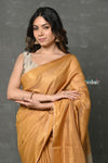 Tyohaar ~ Exclusive! Cotton By Silk Handloom Saree By Khadigram Certified Weavers - Rust Orange - verymuchindian.com