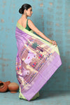 Tyohaar ~ Exclusive! Handloom Pure Cotton Paithani in Most Traditional Lilac with Pichwai Pallu - verymuchindian.com
