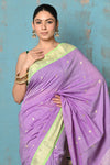 Tyohaar ~ Exclusive! Handloom Pure Cotton Paithani in Most Traditional Lilac with Pichwai Pallu - verymuchindian.com