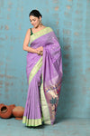 Tyohaar ~ Exclusive! Handloom Pure Cotton Paithani in Most Traditional Lilac with Pichwai Pallu - verymuchindian.com
