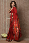 Tyohaar ~ Exclusive! Handloom Pure Cotton Paithani in Most Traditional Maroon with Pichwai Pallu - verymuchindian.com
