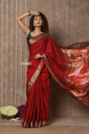 Tyohaar ~ Exclusive! Handloom Pure Cotton Paithani in Most Traditional Maroon with Pichwai Pallu - verymuchindian.com