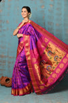 Tyohaar ~ Exclusive Handloom Pure Silk Maharani Paithani With Contrast Pallu~ Dual Tone Pink - verymuchindian.com
