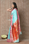 Tyohaar ~ Exclusive! Handloom Pure Silk Paithani in Sea Blue with Most Traditional Double Pallu ~ Arctic Blue - verymuchindian.com