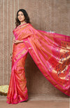 Tyohaar ~ Exclusive! Handloom Pure Silk Paithani in with Most Traditional Double Pallu ~ Unique Peach Orange - verymuchindian.com