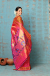 Tyohaar ~ Exclusive Handloom Pure Silk Paithani With Contrast Pall ~ Dual Tone Orange Pink - verymuchindian.com