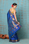 Tyohaar ~ Exclusive Handloom Pure Silk Paithani With Contrast Pallu ~ Indigo Blue - verymuchindian.com