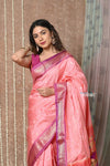 Tyohaar ~ Exclusive! Handloom Pure Silk Paithani with Heritage Asawali Pallu ~ Peach Mauve (By Government Certified Weavers) - verymuchindian.com