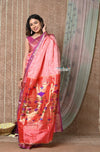 Tyohaar ~ Exclusive! Handloom Pure Silk Paithani with Heritage Asawali Pallu ~ Peach Mauve (By Government Certified Weavers) - verymuchindian.com