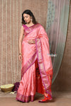 Tyohaar ~ Exclusive! Handloom Pure Silk Paithani with Heritage Asawali Pallu ~ Peach Mauve (By Government Certified Weavers) - verymuchindian.com