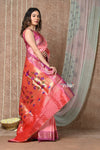 Tyohaar ~ Exclusive! Handloom Pure Silk Paithani with Heritage Asawali Pallu ~ Peach Mauve (By Government Certified Weavers) - verymuchindian.com