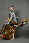 Tyohaar ~ Fusion Cotton Tissue Shimmer Saree - Silver and Gold - verymuchindian.com