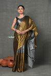 Tyohaar ~ Fusion Cotton Tissue Shimmer Saree - Silver and Gold - verymuchindian.com