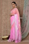 Tyohaar ~ Handloom Khaddi Georgette Saree With Sleek Border ~ Blush Pink (Silk Mark) - verymuchindian.com
