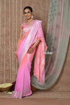 Tyohaar ~ Handloom Khaddi Georgette Saree With Sleek Border ~ Blush Pink (Silk Mark) - verymuchindian.com