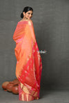 Tyohaar ~ Handloom Pure Chanderi Cotton Silk Saree With Golden Border - Peach - verymuchindian.com