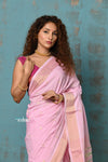 Tyohaar ~ Handloom Pure Cotton Paithani With Asawali Pallu ~ Feather Pink - verymuchindian.com
