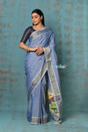 Tyohaar ~ Handloom Pure Cotton Paithani With Lotus Pallu~ Powder Blue - verymuchindian.com