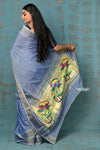 Tyohaar ~ Handloom Pure Cotton Paithani With Lotus Pallu~ Powder Blue - verymuchindian.com