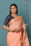 Tyohaar ~ Handloom Pure Cotton Paithani With Parrot Pallu~ Peach - verymuchindian.com