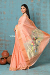 Tyohaar ~ Handloom Pure Cotton Paithani With Parrot Pallu~ Peach - verymuchindian.com