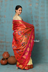 Tyohaar ~ Handloom Pure Silk Maharani Paithani Saree with Handcrafted Maharani Pallu ~ Meena Work - verymuchindian.com