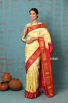 Tyohaar ~ Handloom Pure Silk Maharani Paithani Saree with Handcrafted Maharani Pallu ~ Meena Work - verymuchindian.com