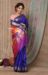 Tyohaar ~ Handloom Pure Silk Paithani Saree with Handcrafted Peacock Pallu ~ Royal Blue (By Government Certified Weavers) - verymuchindian.com
