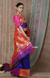 Tyohaar ~ Handloom Pure Silk Paithani Saree with Handcrafted Traditional Pallu~ Royal Blue - verymuchindian.com