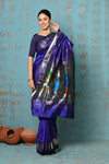 Tyohaar ~ Handloom Pure Silk Paithani Saree with Traditional Bagicha Peacock Pallu ~ Royal Blue (By Government Certified Weavers) - verymuchindian.com