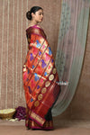Tyohaar ~ Handloom Pure Silk Paithani Saree with Traditional Peacock Lotus Pallu ~ Black (By Government Certified Weavers) - verymuchindian.com