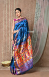 Tyohaar ~ Handloom Pure Silk Paithani Saree with Traditional Peacock Lotus Pallu ~ Gleamng Green (By Government Certified Weavers) - verymuchindian.com