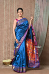Tyohaar ~ Handloom Pure Silk Paithani Saree with Traditional Peacock Lotus Pallu ~ Gleamng Green (By Government Certified Weavers) - verymuchindian.com