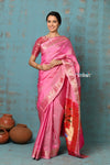 Tyohaar ~ Handloom Pure Silk Paithani Saree with Traditional Peacock Pallu ~ Pastel Pink (By Government Certified Weavers) - verymuchindian.com