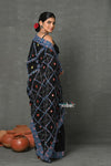Tyohaar ~ High Quality Mul Cotton Saree with Hand Mirror & Patch Work ~ Blue - verymuchindian.com