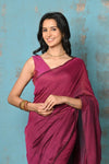 Tyohaar ~ Mul Cotton Khadi Design Handloom Woven Saree - Magenta - verymuchindian.com